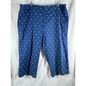 Boca Bay Womens 26W Blue Anchor Print Capri Pants Elastic Waist Nautical K74